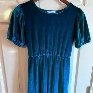 Girls 10-12 Velvet Green Dress
